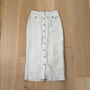 Reformation Britt Linen Midi Skirt